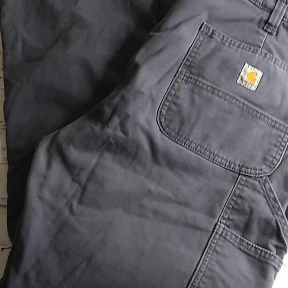 Carhartt Pants Women Size 16S Short Gray Fleece Lined Loose FIT EUC - Picture 2 of 4